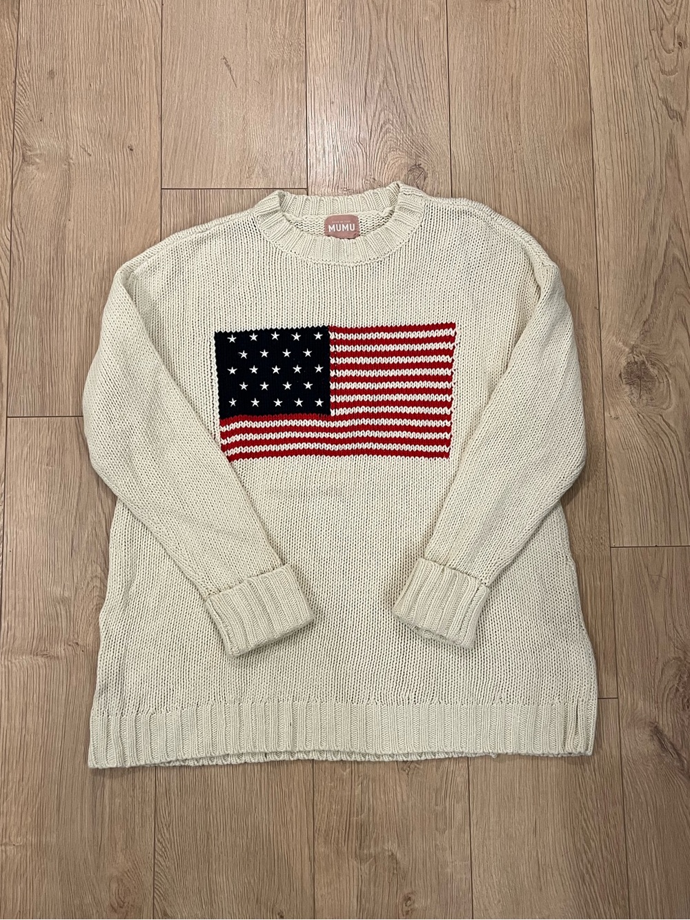 Show Me Your MuMu Fireside Cream American Flag Sweater Medium - Picture 5 of 9